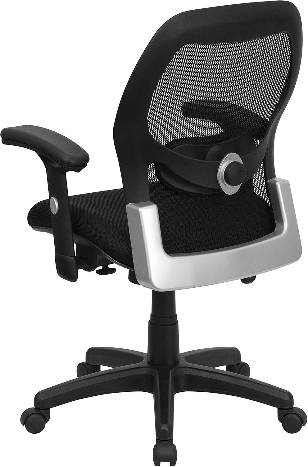 Mid-Back Black Super Mesh Executive Swivel Office Chair with Mesh Padded Seat - Belnick