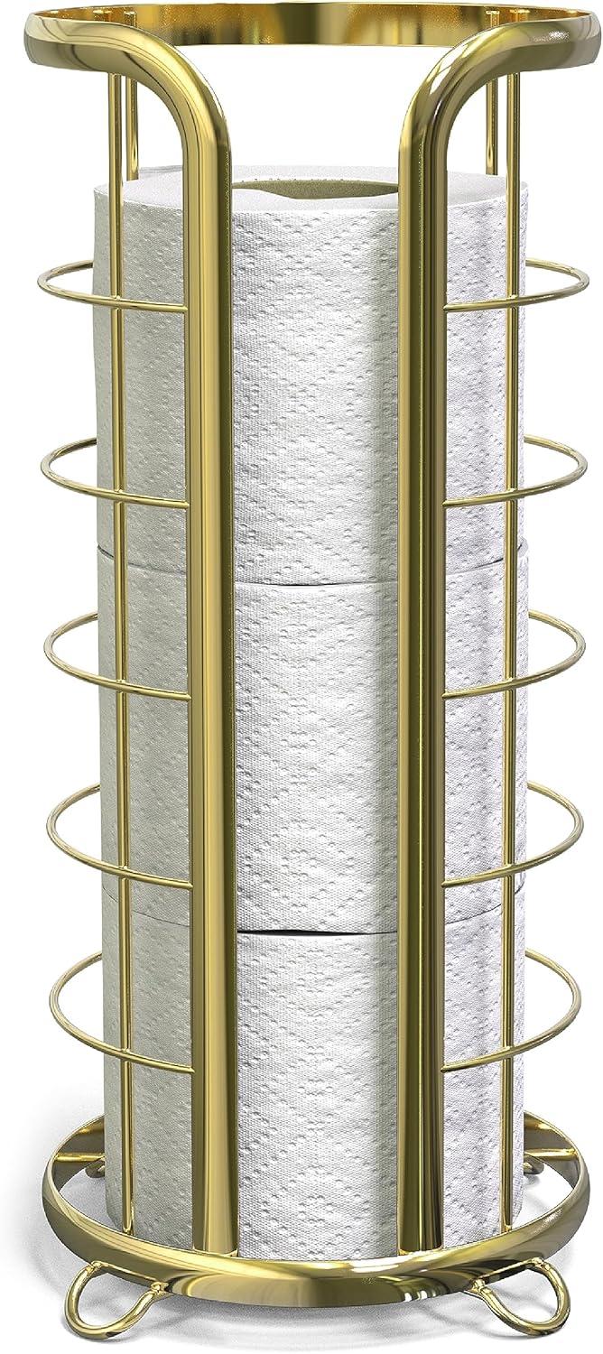 Gold Freestanding Modern Toilet Paper Holder with Open Top