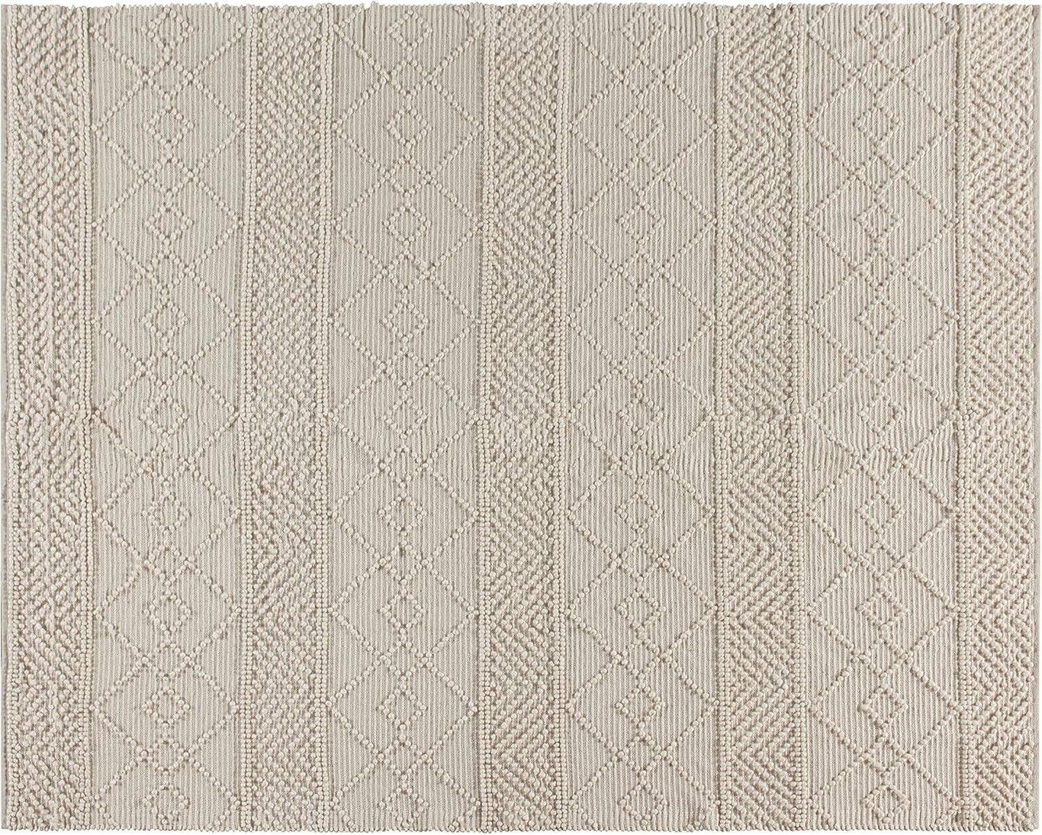 Flash Furniture Melissa Handwoven Area Rug - Ivory - 8' x 10' - Triple Blend Cotton/Wool/Polyester Threads - Geometric Design