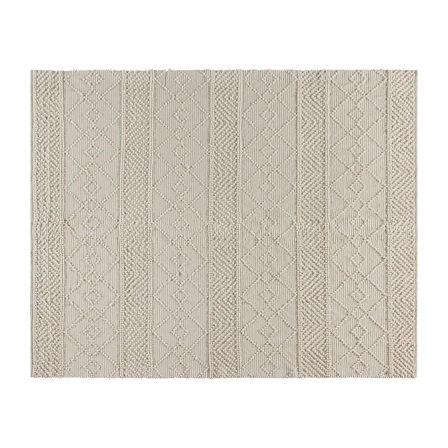 Flash Furniture Melissa Handwoven Area Rug - Ivory - 8' x 10' - Triple Blend Cotton/Wool/Polyester Threads - Geometric Design