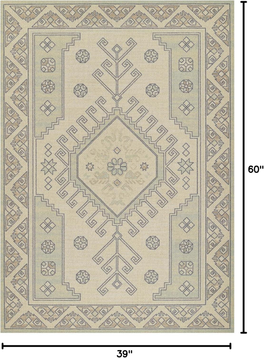 Momeni 3'3"x5' Anatolia Sylm Medallion Machine Loomed Area Rug Sage Green: Wool & Nylon, Low Pile, Indoor Classic Pattern