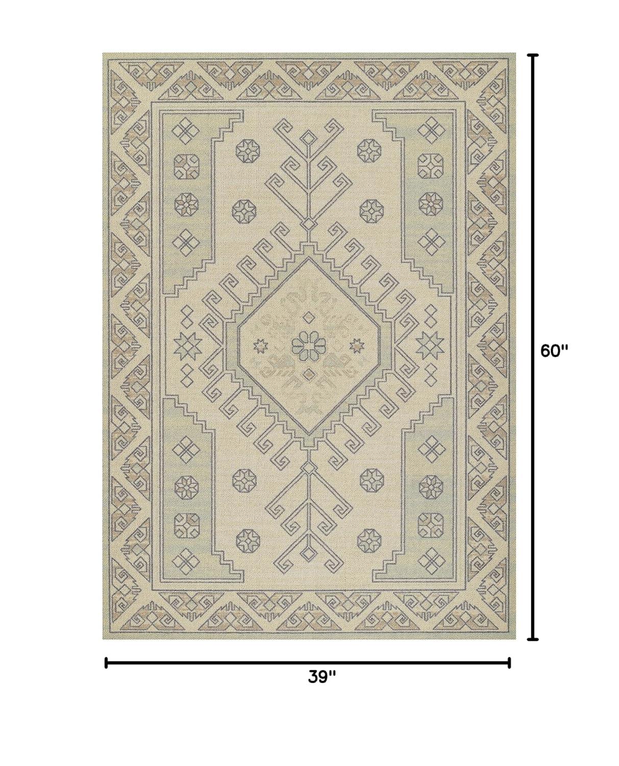 Momeni 3'3"x5' Anatolia Sylm Medallion Machine Loomed Area Rug Sage Green: Wool & Nylon, Low Pile, Indoor Classic Pattern