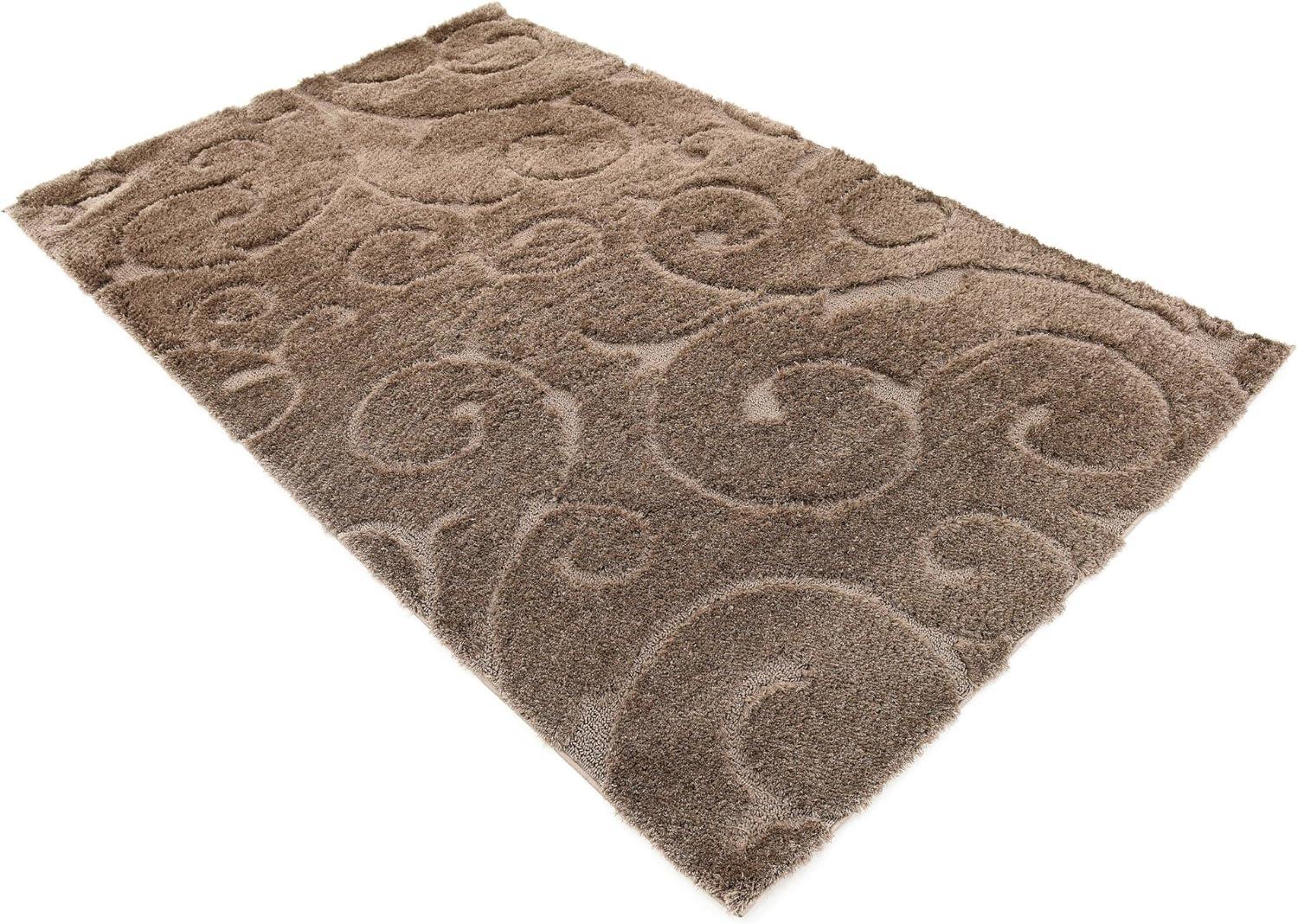 Unique Loom Floral Shag Collection Area Rug - Carved (5' 1" x 8' Rectangle Brown)