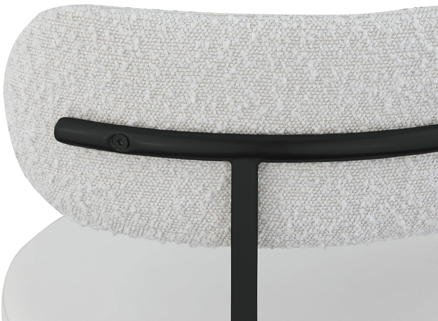 Beacon Cream Boucle Fabric Dining Chair with Black Metal Frame, Set of 2
