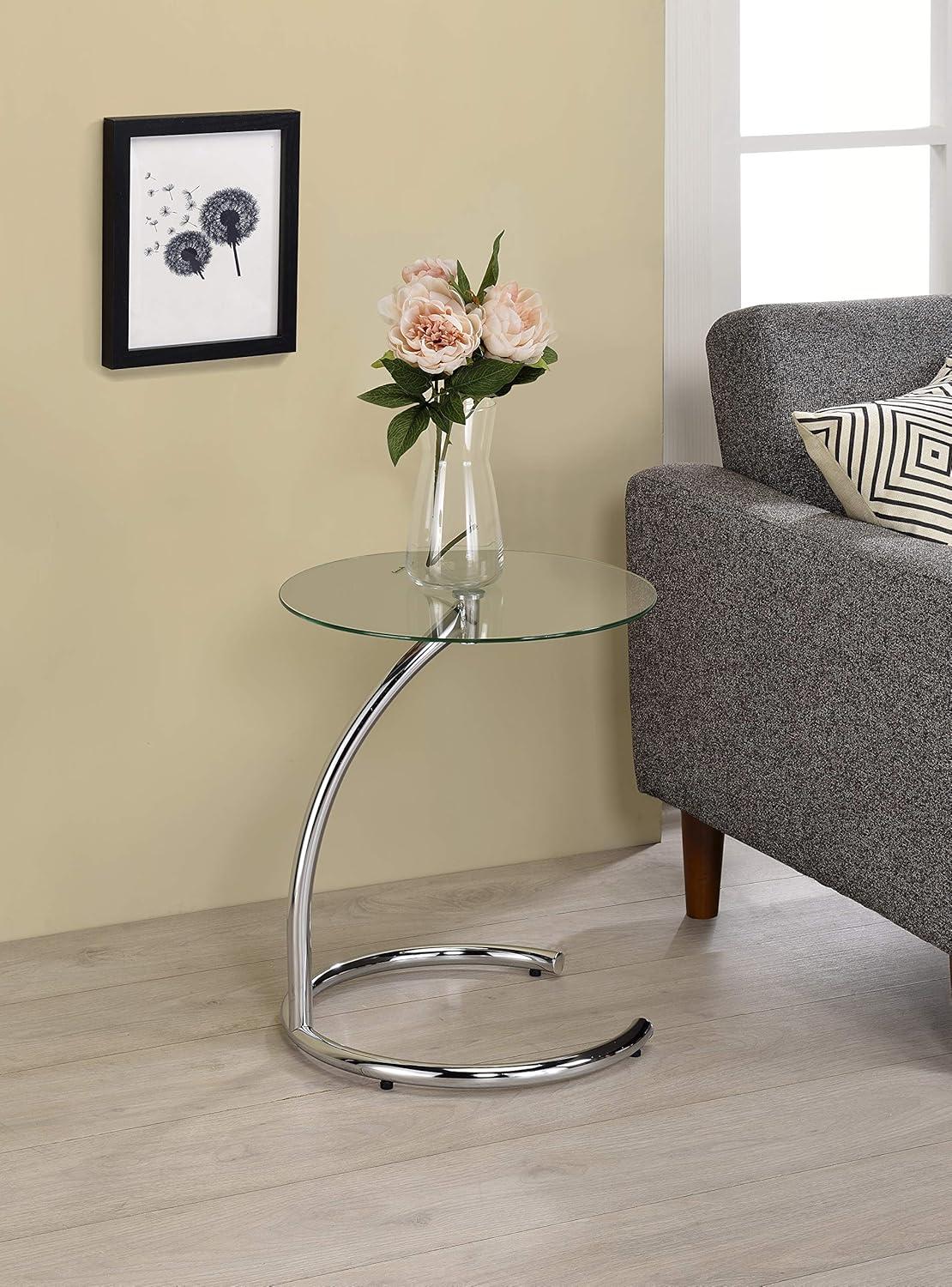 Kings Brand Furniture - Chrome with Glass Modern Accent Side End Table