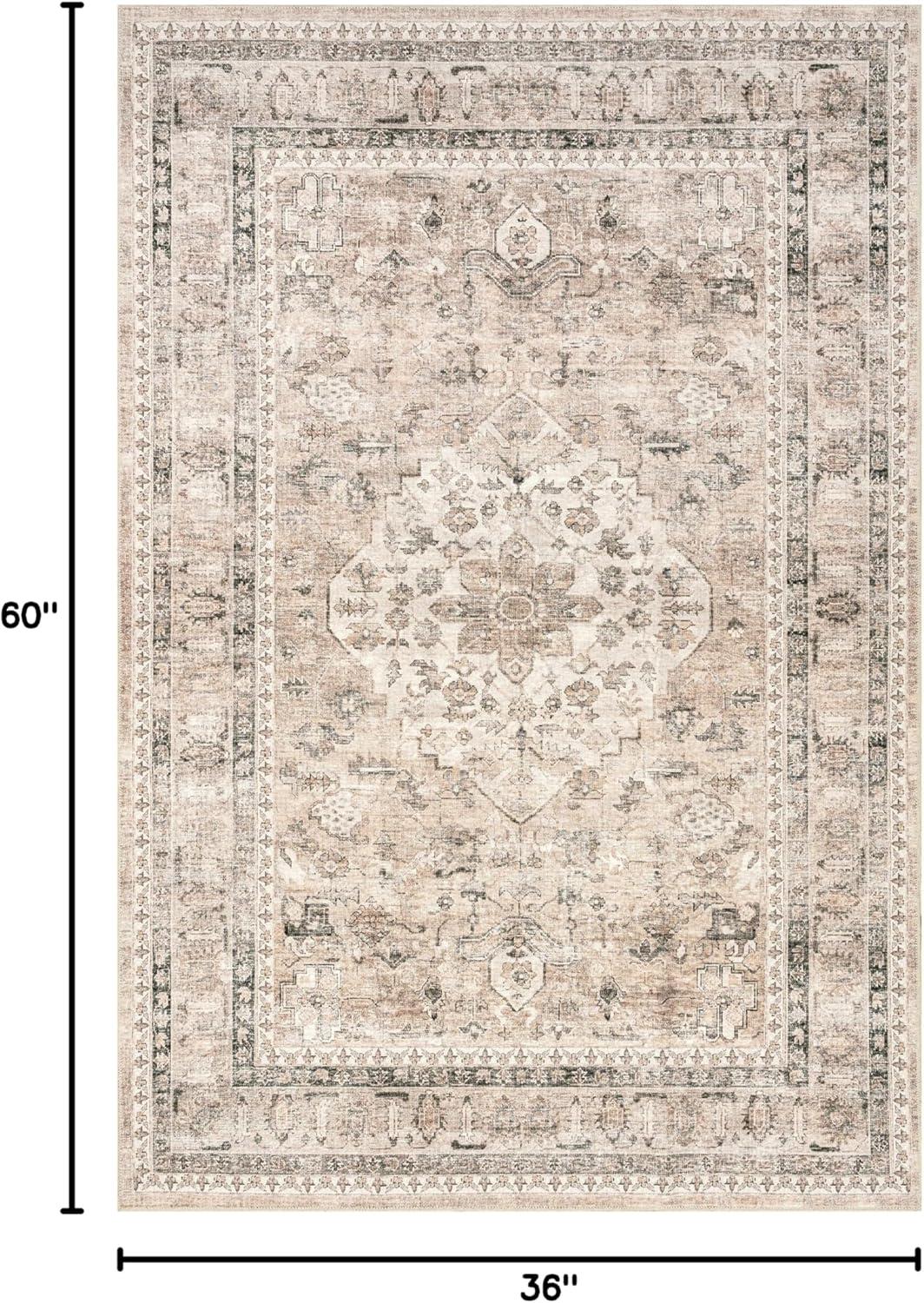 Nuloom Davi Faded Spill Proof Treated Pet Friendly Premium Machine Washable Area Rug, 3' x 5', Stone
