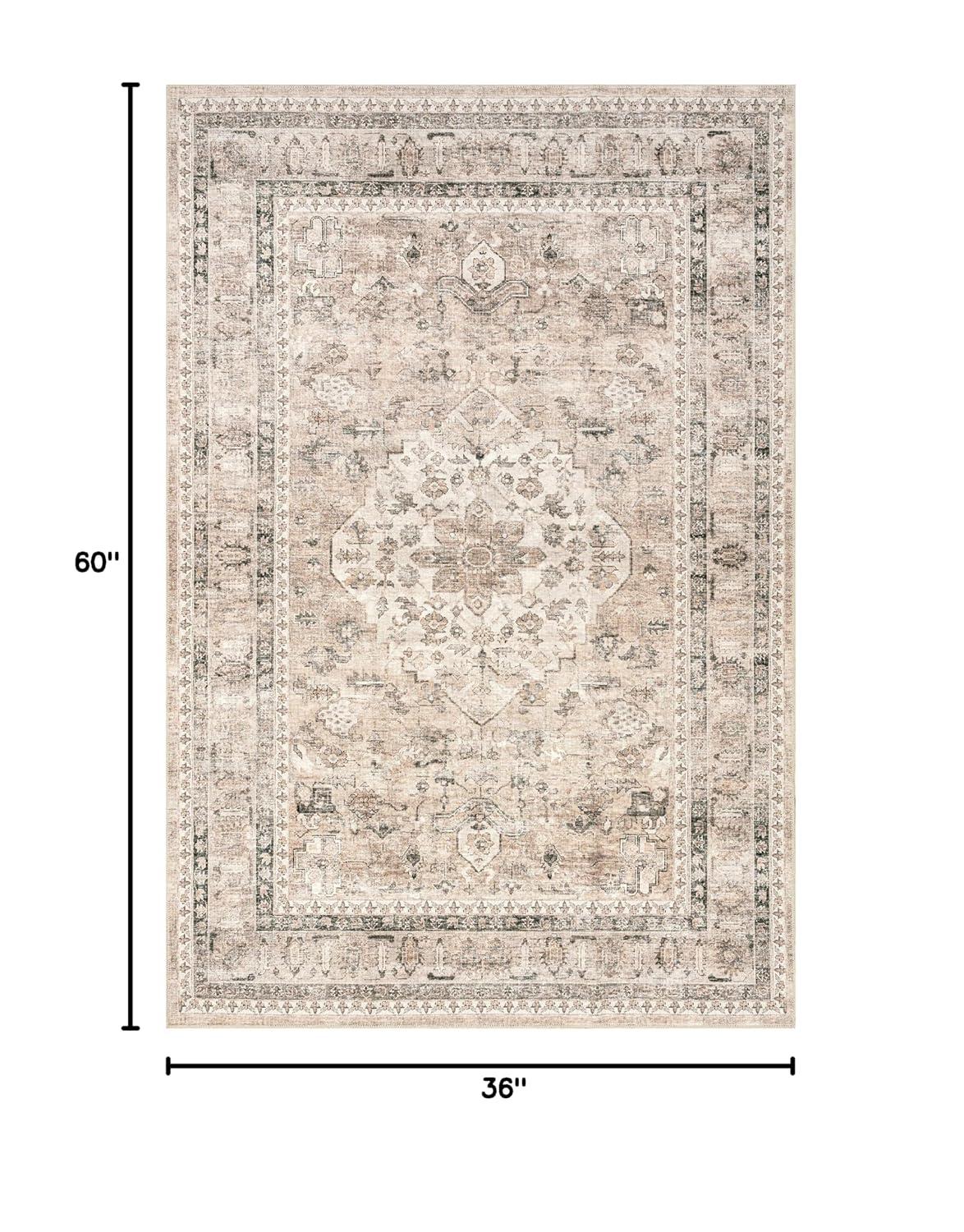 Nuloom Davi Faded Spill Proof Treated Pet Friendly Premium Machine Washable Area Rug, 3' x 5', Stone