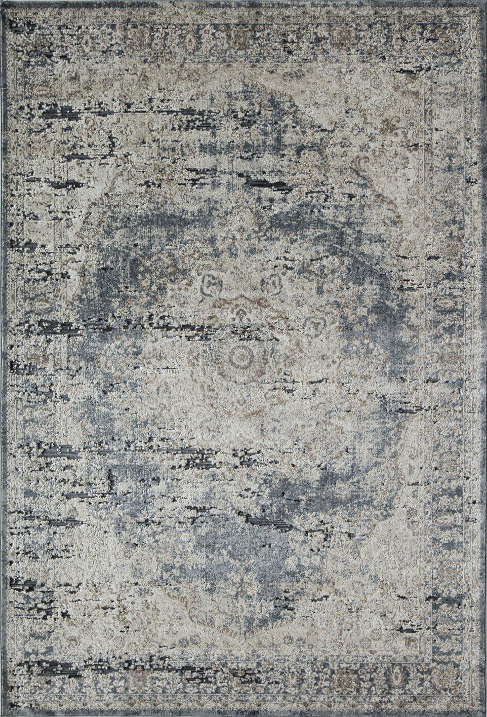 Rugs America Castle CB400A Blue Tan Abstract Transitional Blue Area Rug for Dining Room Rug Neutral Rug Living Room Rug Kitchen, 2'3"x8'