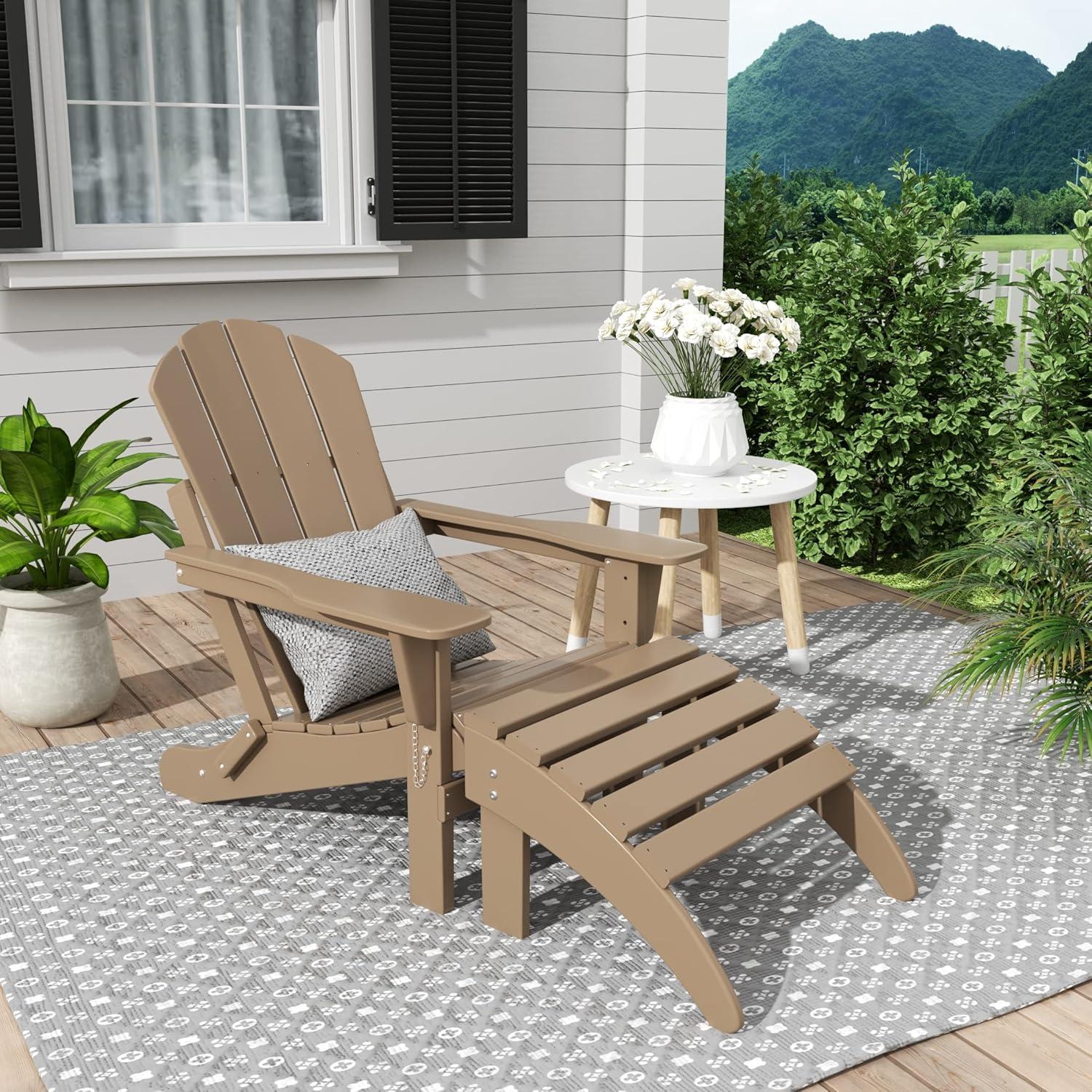 Weathered Wood Outdoor Adirondack Ottoman Footrest