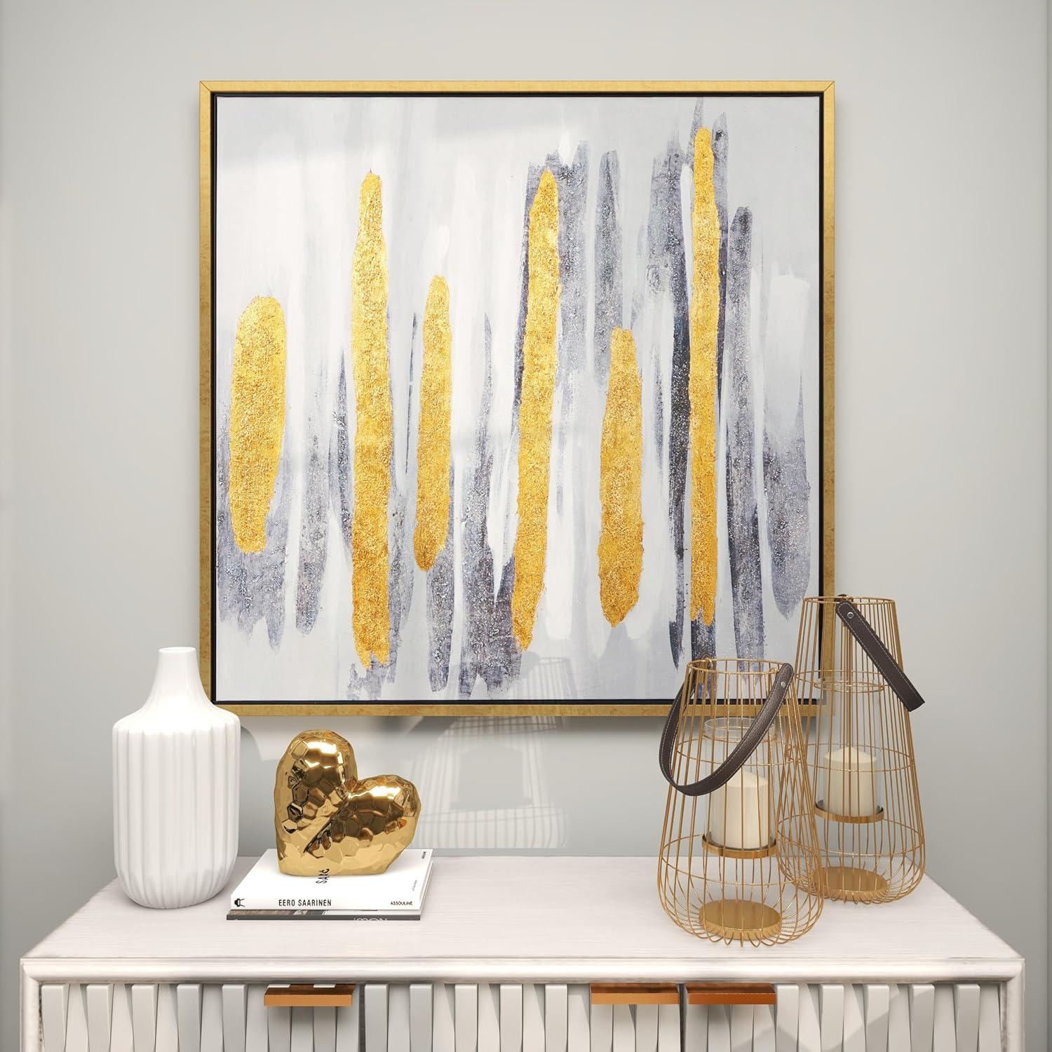 40" x 40" Abstract Framed Wall Art with Gold Frame, by CosmoLiving by Cosmopolitan