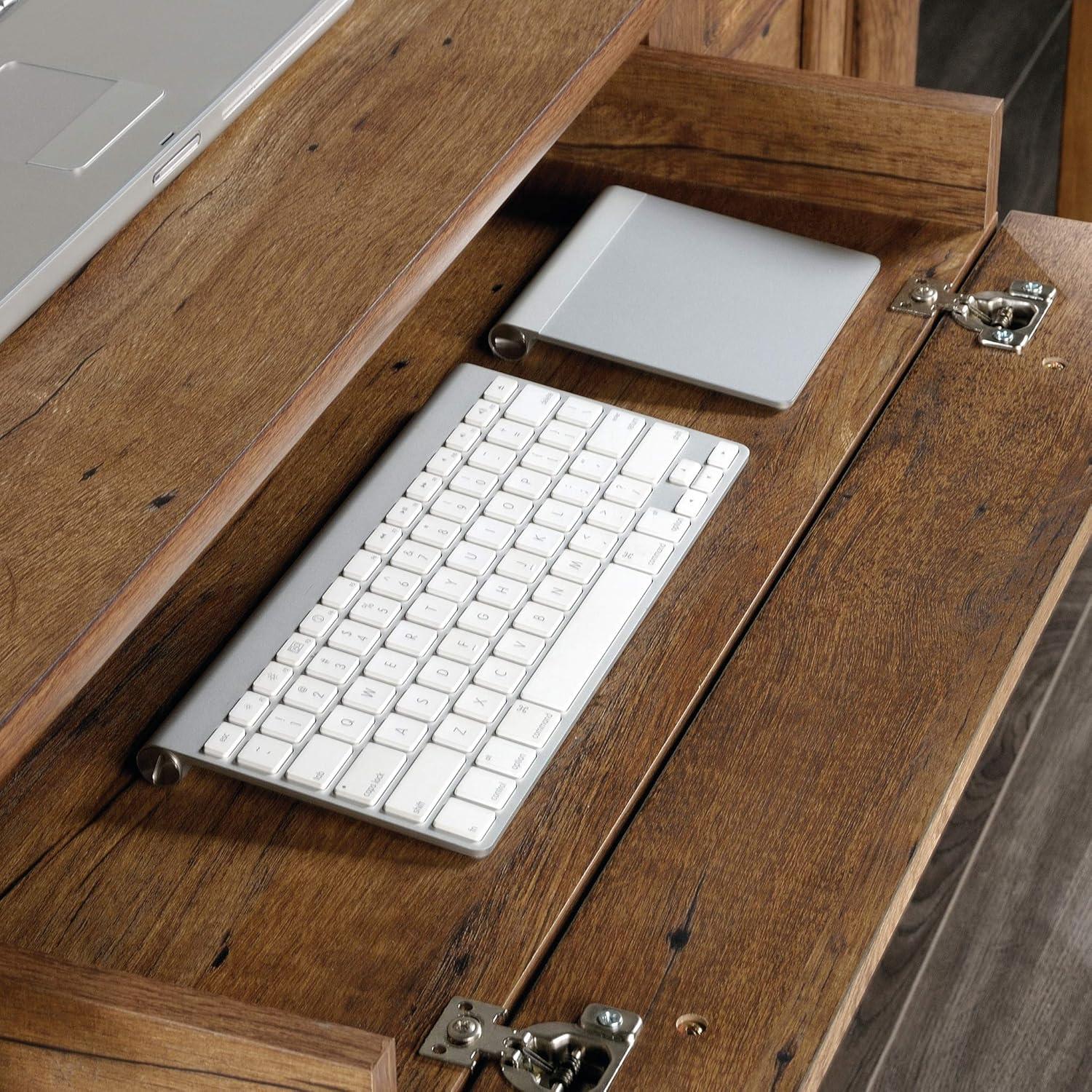 Select Cherry Wood Computer Desk with Drawers and Keyboard Tray