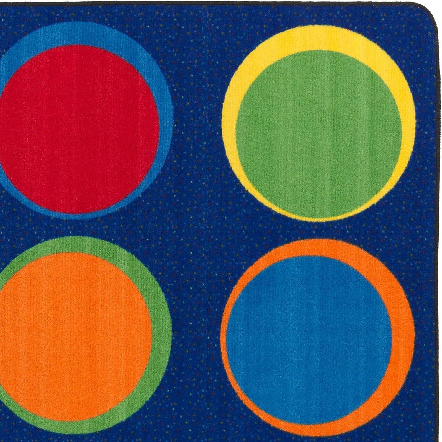 Multicolor Rectangular Stain-Resistant Kids' Classroom Rug