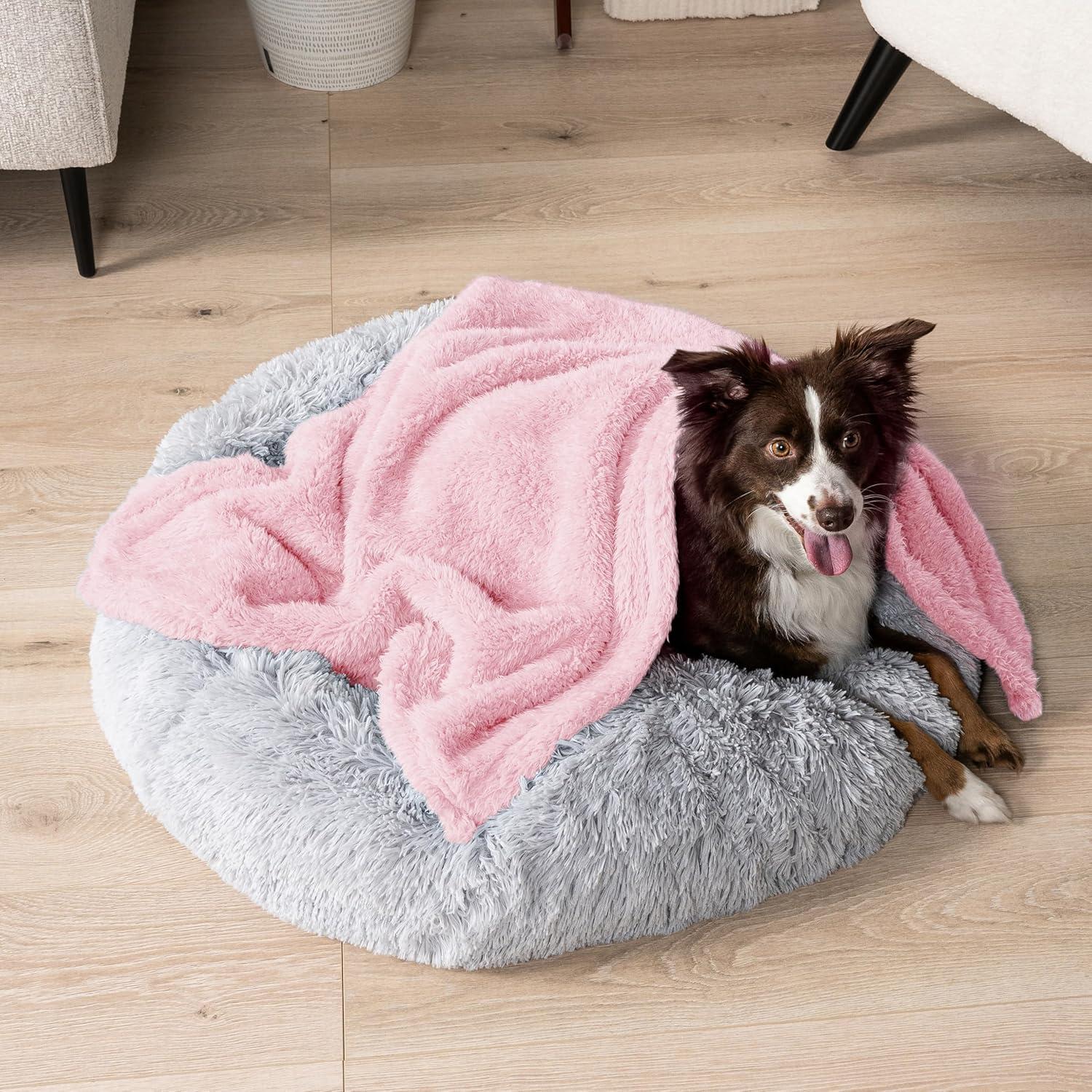 PetAmi Fluffy Waterproof Dog Blanket For Pet Cat Puppy, Soft Faux Shearling Throw Couch Cover, Plush Washable Reversible