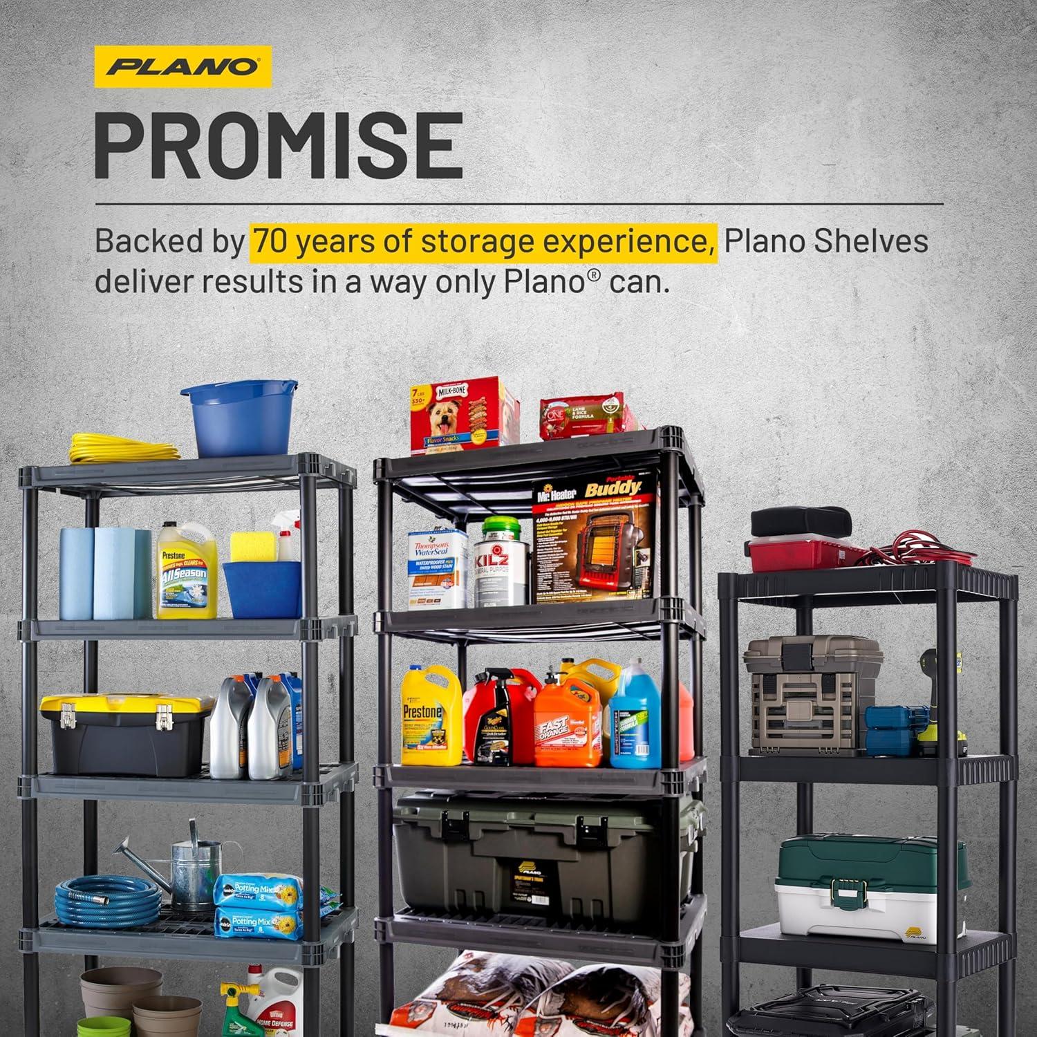 Plano 5-Shelf Heavy Duty Plastic Storage Shelves, 73” x 36” x 18”, 750lb Capacity