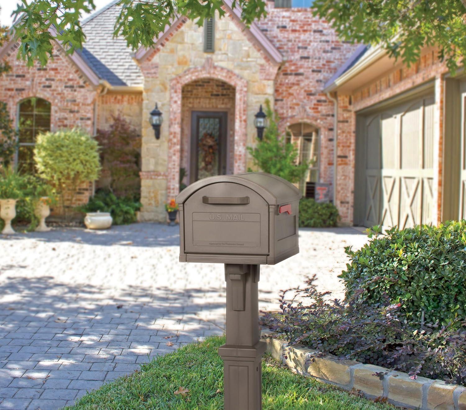 Gibraltar Mailboxes Grand Haven Classic Plastic Post Mount Mocha Mailbox