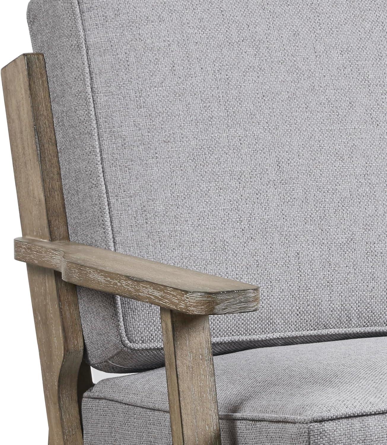 Malibu Accent Chair Gray: Upholstered Farmhouse-Inspired, Rubberwood Frame, 300lbs Capacity