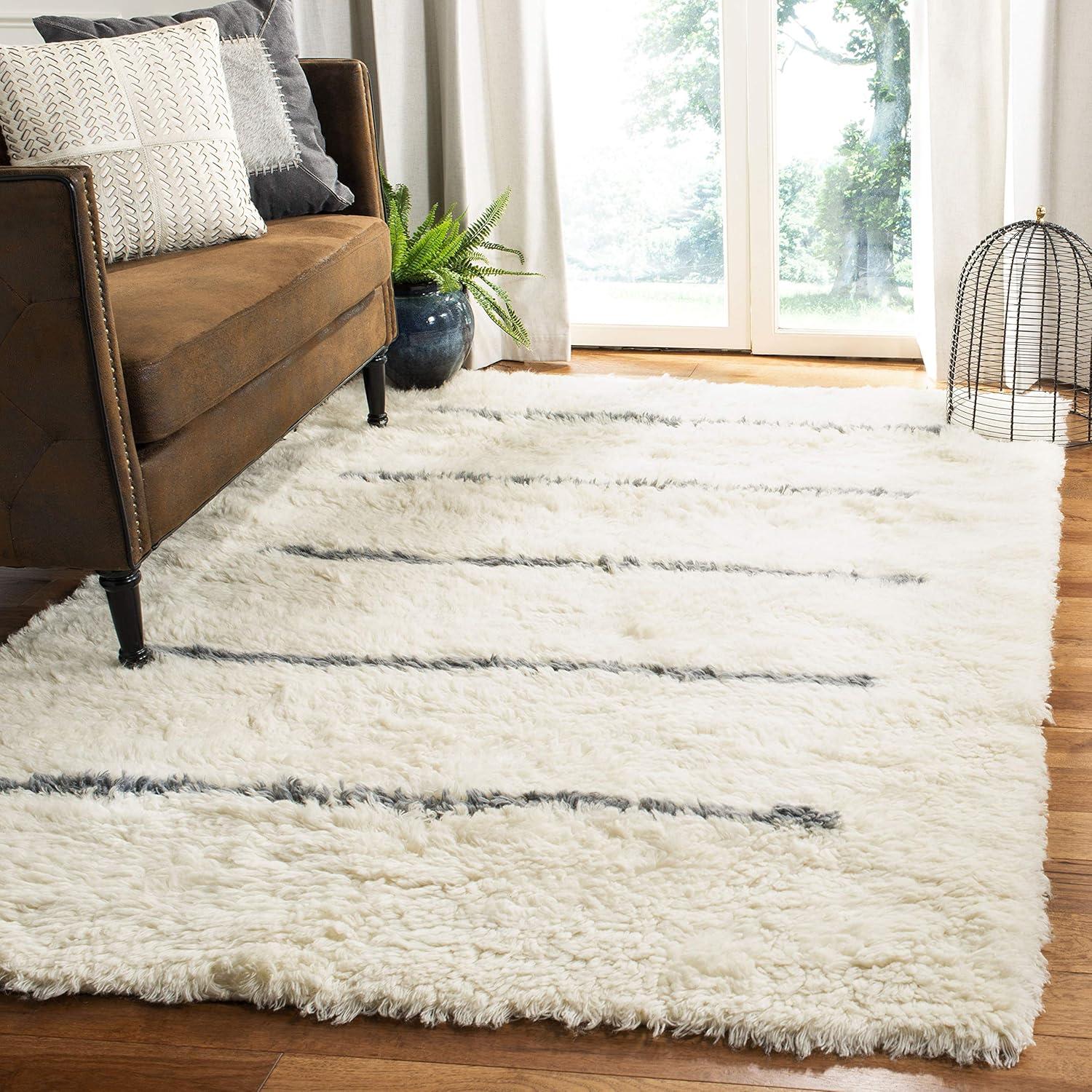 SAFAVIEH Kenya Siomha Striped Area Rug, Ivory/Black, 3' x 5'