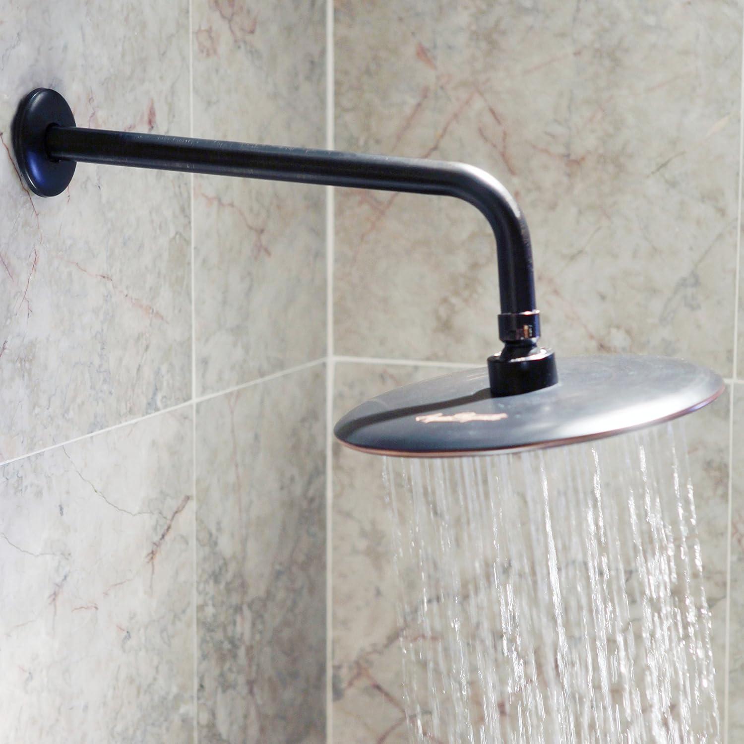 Aqua Elegante Shower Arm And Flange for Rain Shower Hardware - 12 inch - Oil-Rubbed Bronze