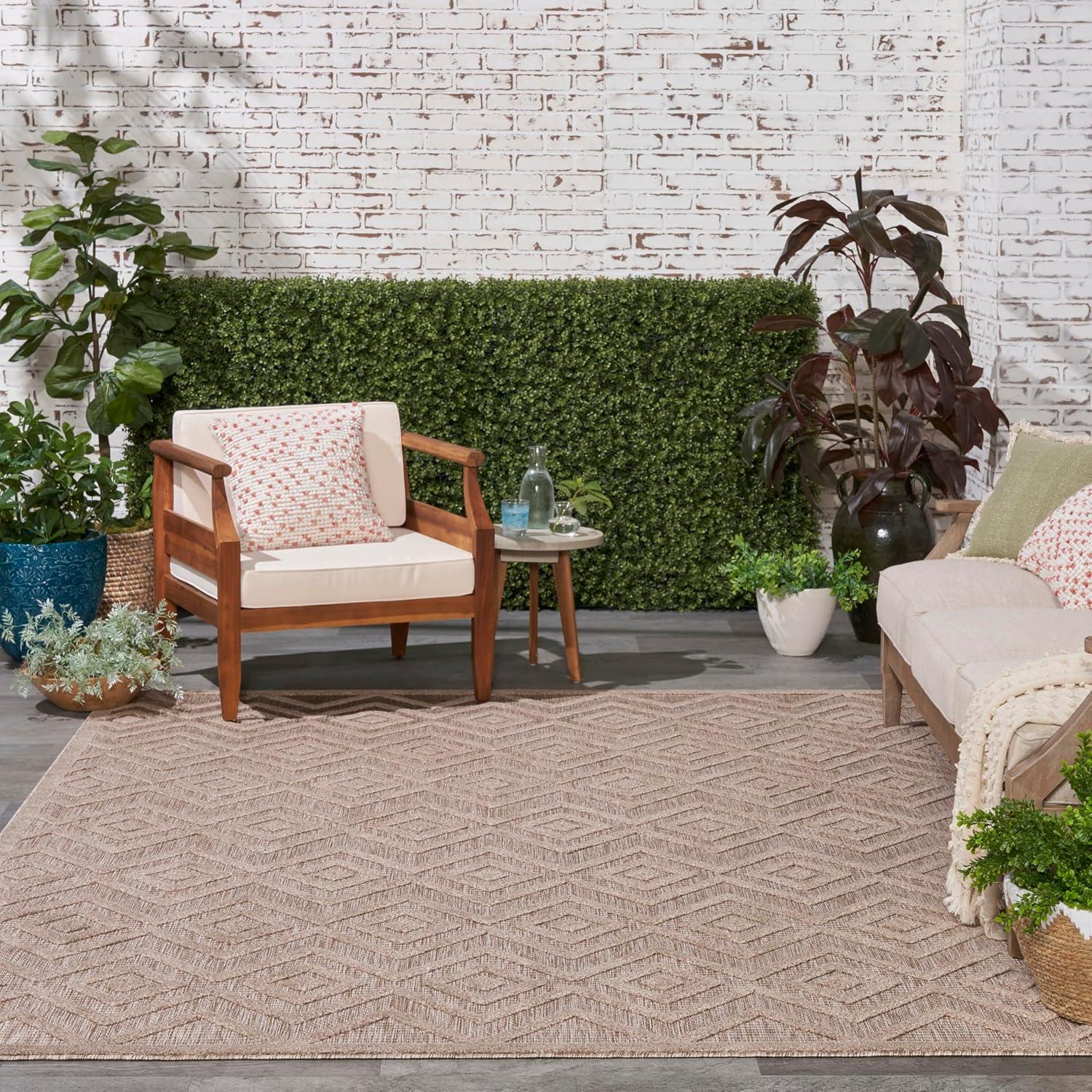 Nourison Versatile 9' x 12' Natural Beige Modern Indoor/Outdoor Rug