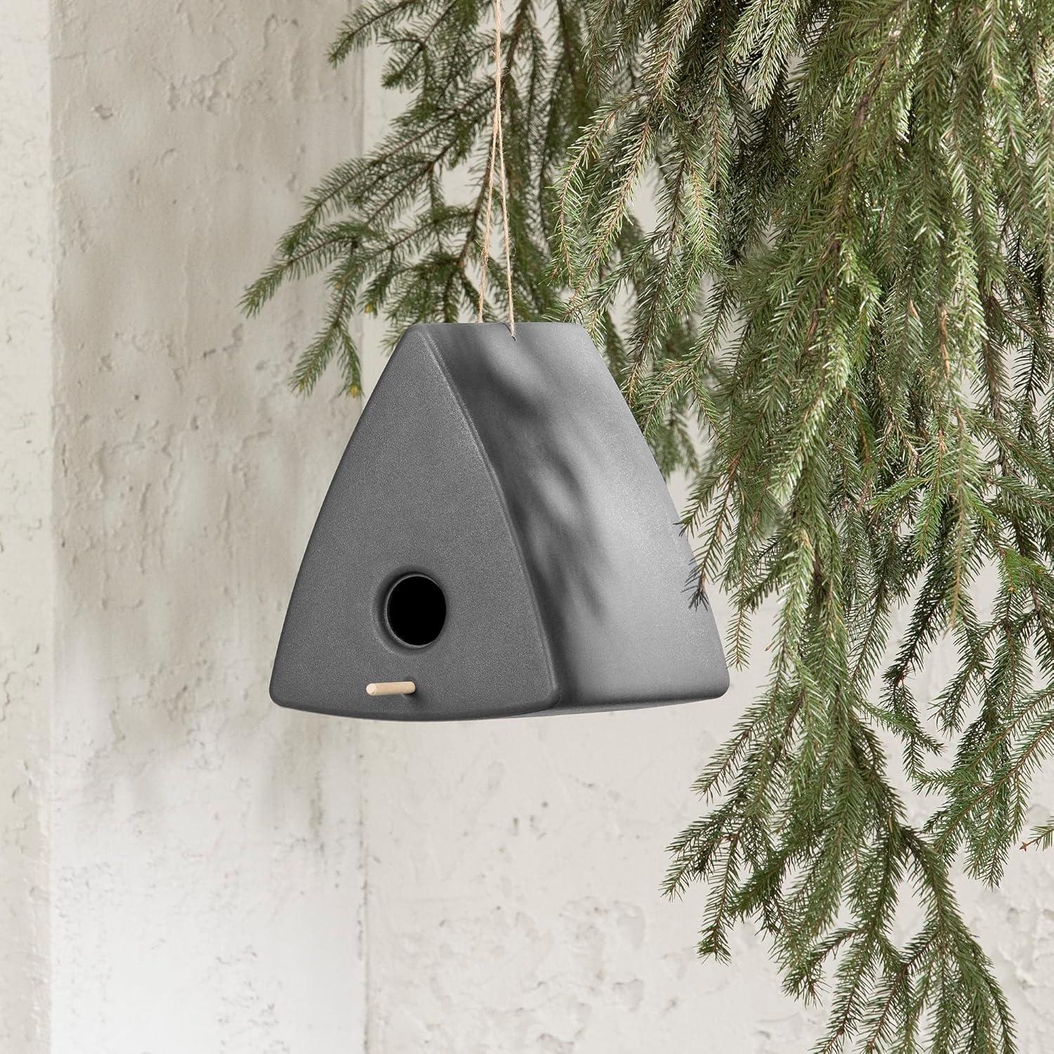 Dalya Triangle Decorative Birdhouse Dark Gray