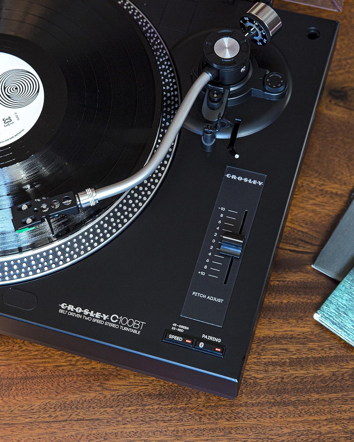 Crosley C100BT Vinyl Record Player with Speakers and Wireless Bluetooth - Audio Turntables