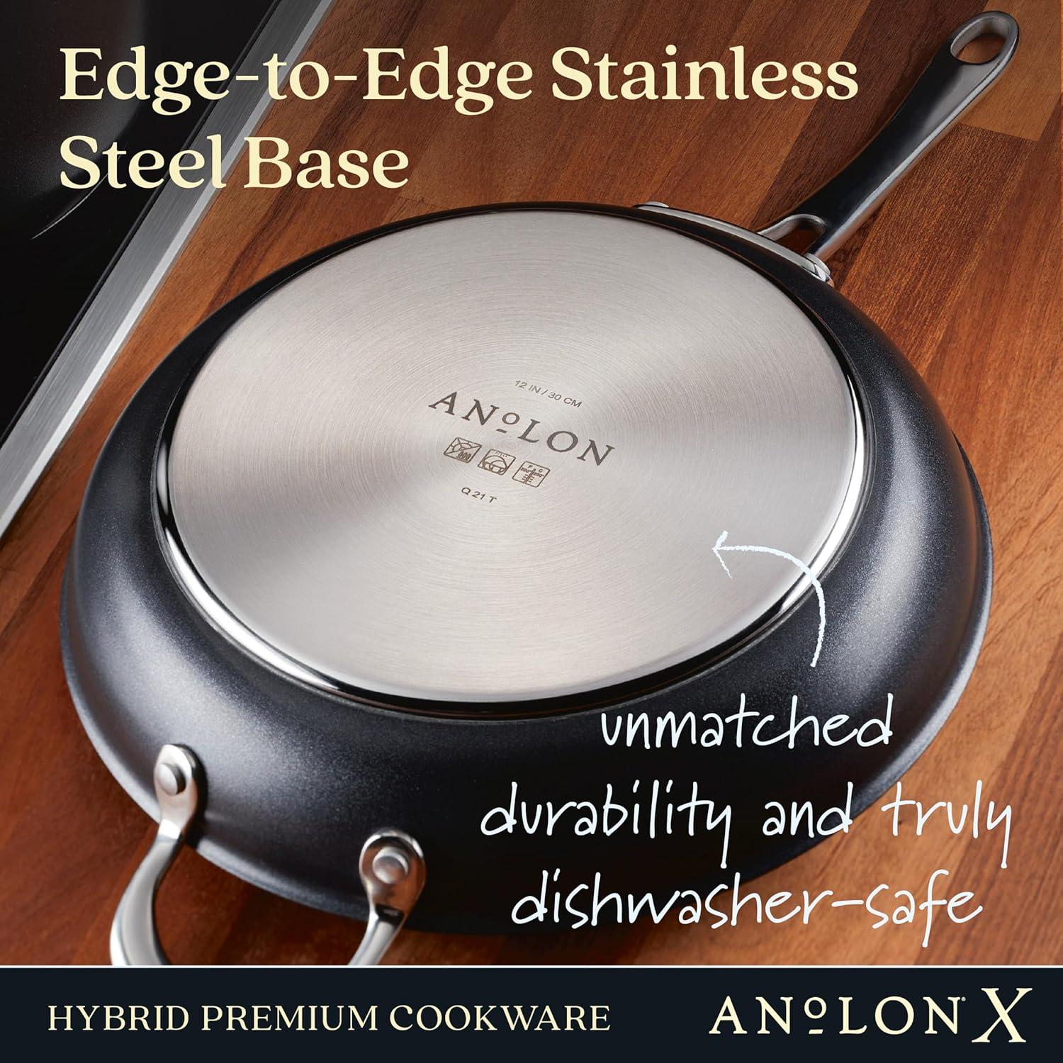 Anolon X Dark Gray 10" and 12" Nonstick Stainless Steel Frying Pan Set