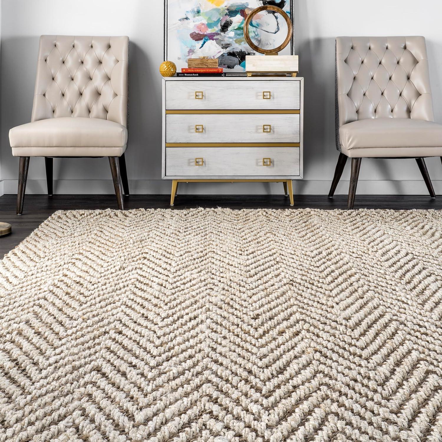 nuLOOM Vania Chevron Jute Area Rug, 5' x 8', Off White