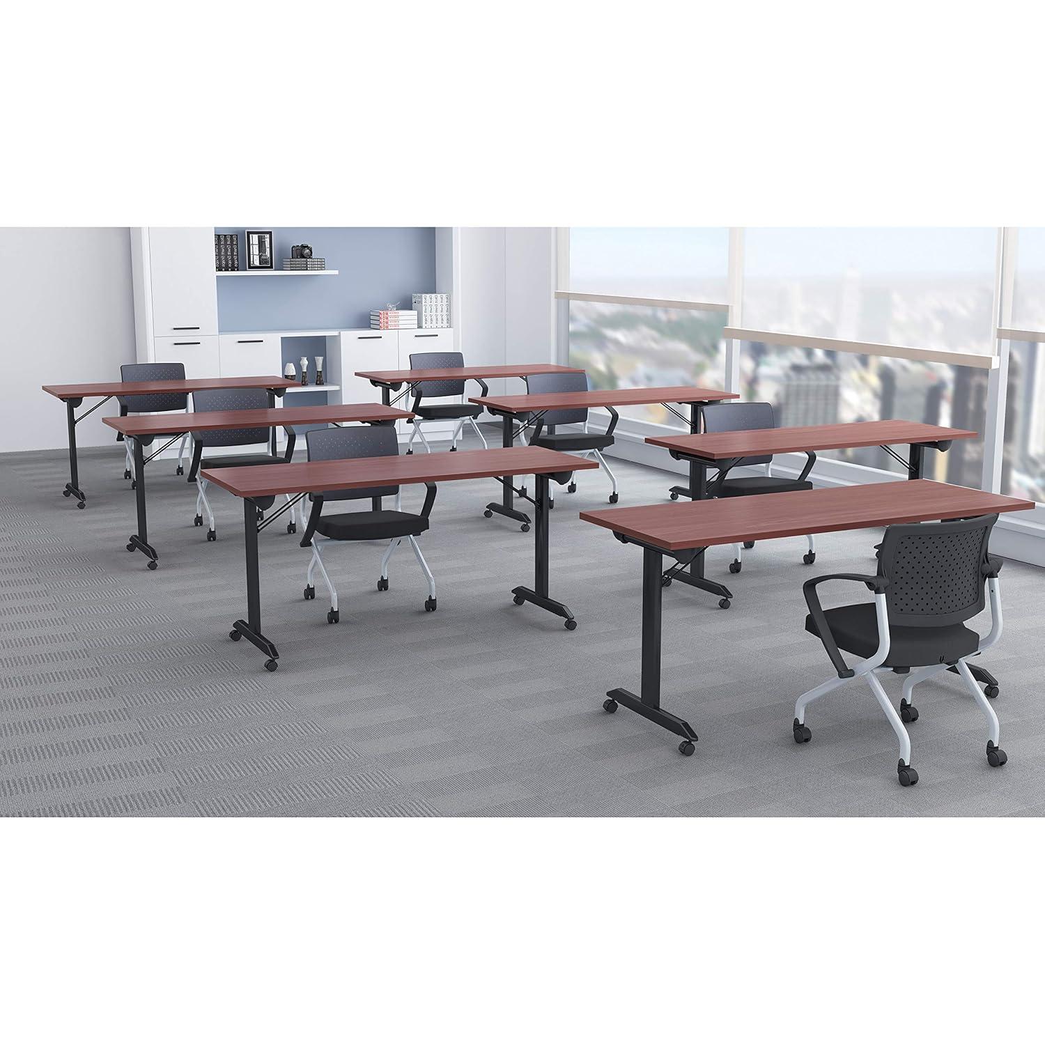 Lorell® Mobile Folding Training Table, 29-1/2"H x 63"W x 23-5/8"D, Black/Mahogany