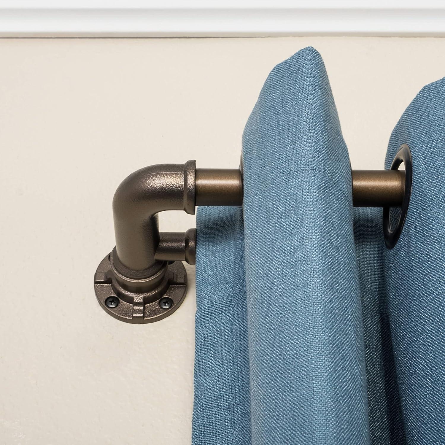 Dark Bronze Adjustable Double Curtain Rod with Finials, 18-36 Inches