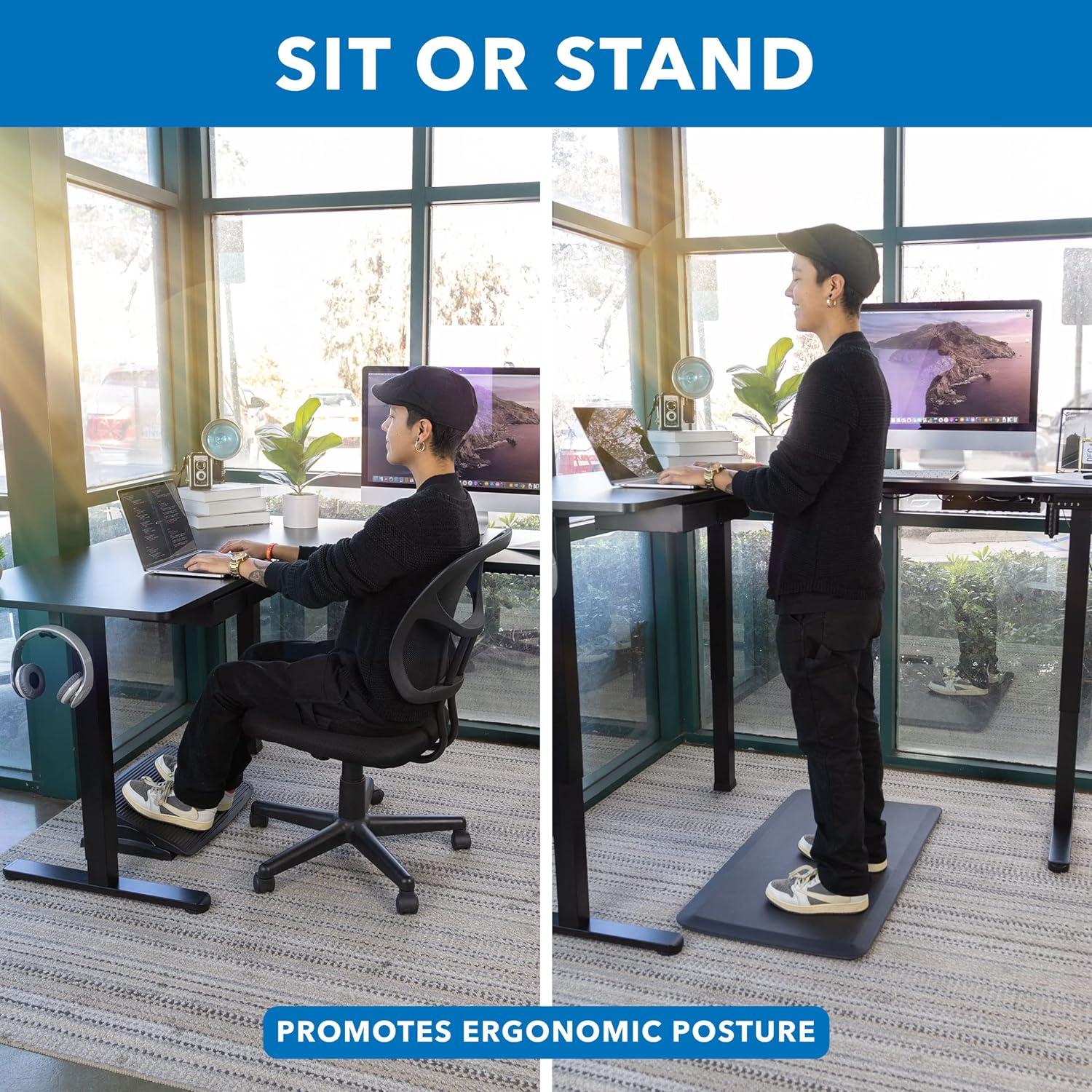 Mount-It! Large Electric Height Adjustable Desk for Corners, Automatic Standing Desk with Smooth Ergonomic Height Adjustment from 28.3" to 46.5"