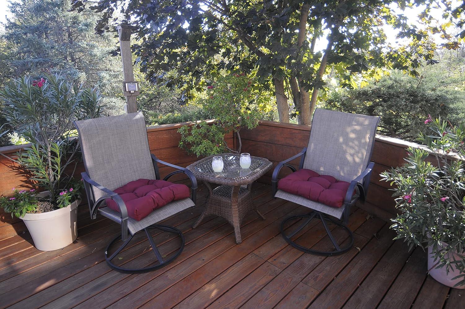 Everything Comfy Burgundy Indoor / Outdoor Seat Cushion Patio D Cushion 20" x 20", 2 Tie Backs