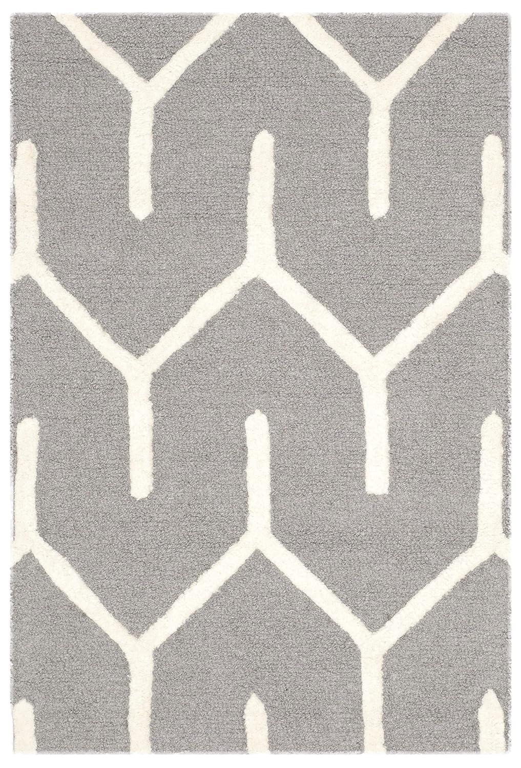 SAFAVIEH Cambridge Mirabelle Geometric Wool Area Rug, Dark Grey/Ivory, 2' x 3'