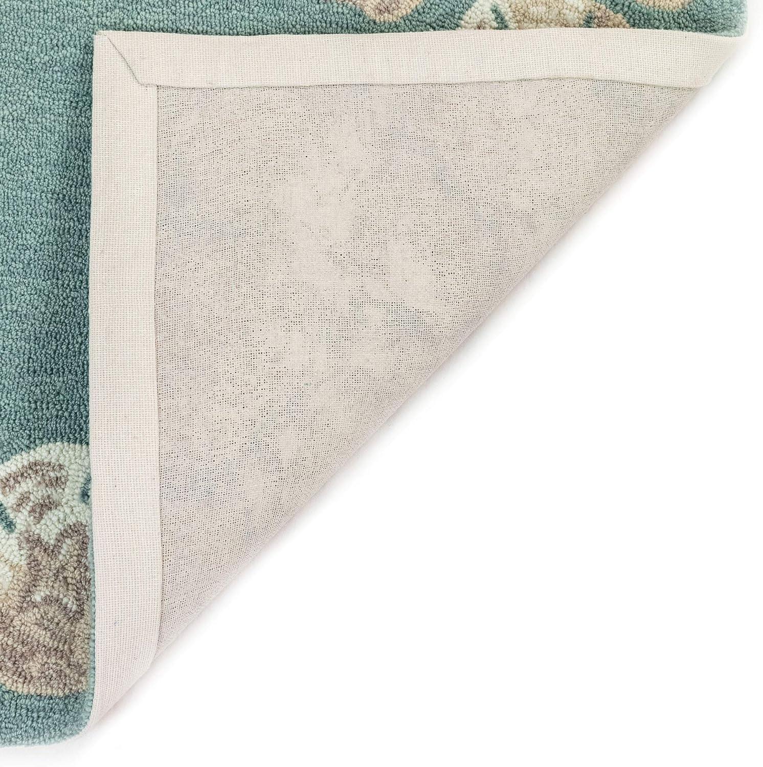 Liora Manne Capri Seashell Border Indoor Outdoor Area Rug Aqua