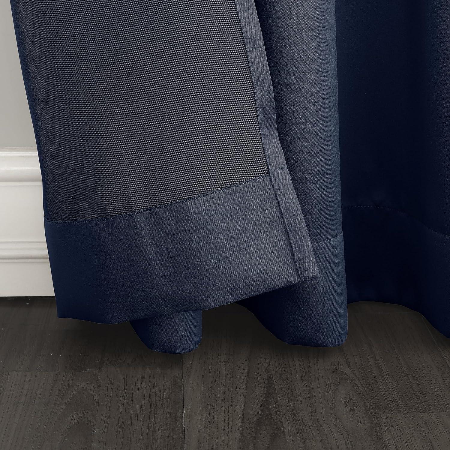 Sun Zero Bartlett Grommet Room Darkening Extra Wide Patio Curtain Panel, 100"X84", Navy Blue