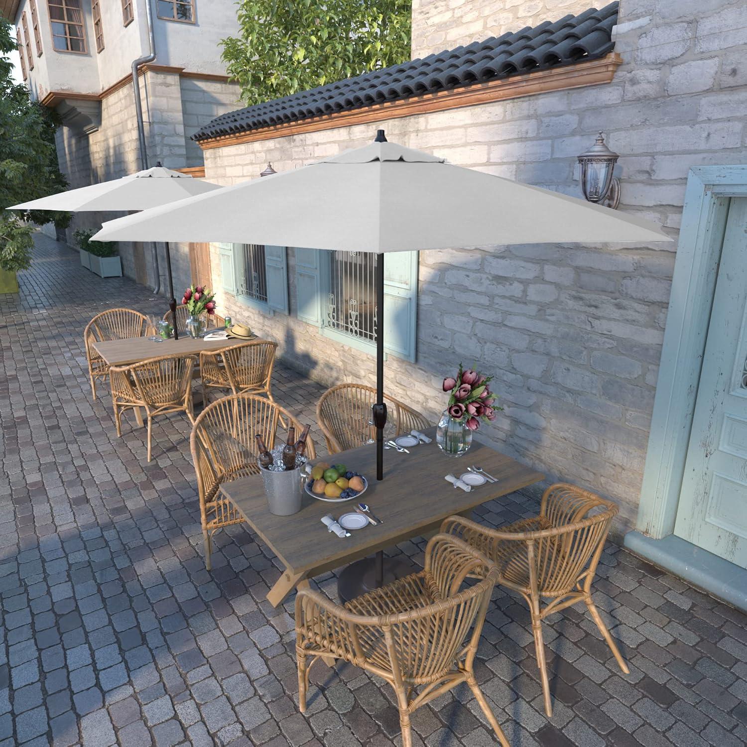 9 ft. Aluminum Auto Tilt Patio Umbrella in White Olefin