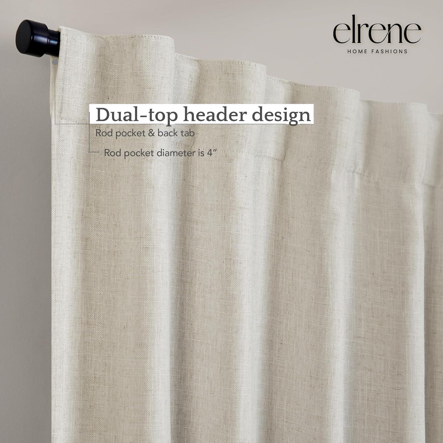 Gray Linen Blend Blackout Pleated Window Curtain Panel