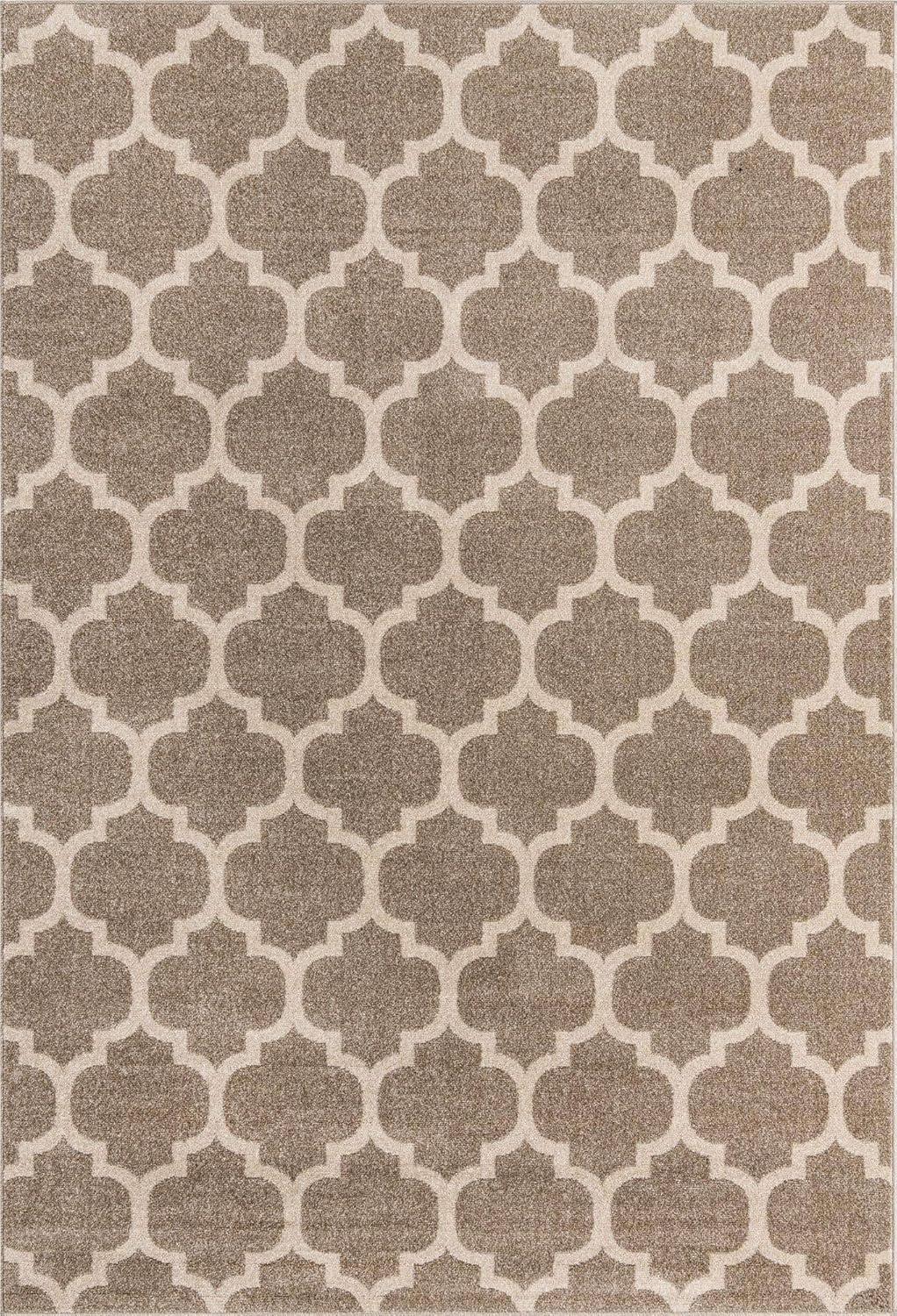 Unique Loom Trellis Collection Area Rug - Philadelphia (7' 1" x 10' Rectangle Light Brown/Beige)