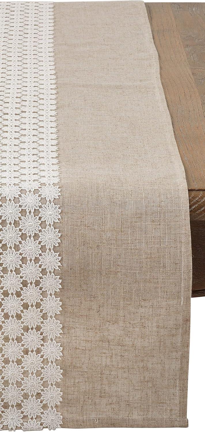 Saro Lifestyle Dining Table Runner With Lace Daisy Design