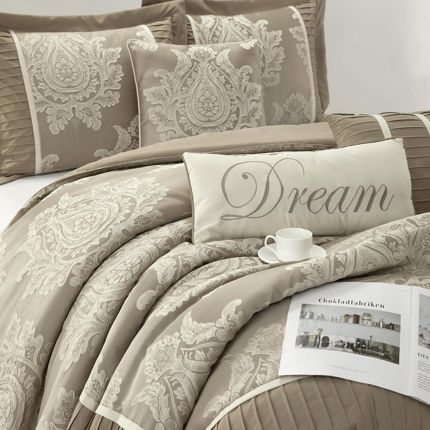 Therese 7 Piece Traditional Damask Comforter Set