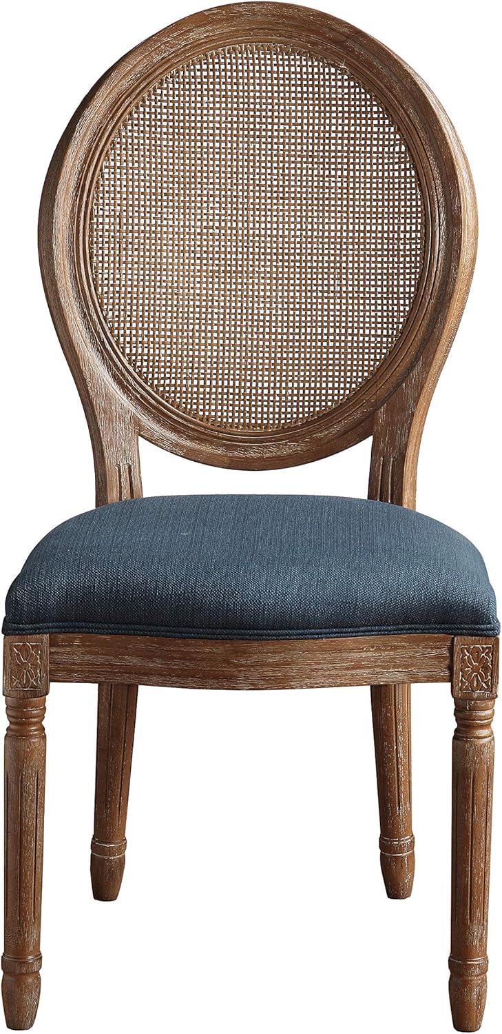 Stella Oval Wood Back Chair in Azure Blue Fabric