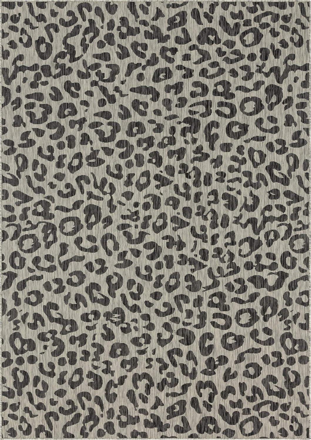 Unique Loom Outdoor Safari Collection Area Rug - Leopard (8' x 11' 4" Rectangle Light Gray/Gray)