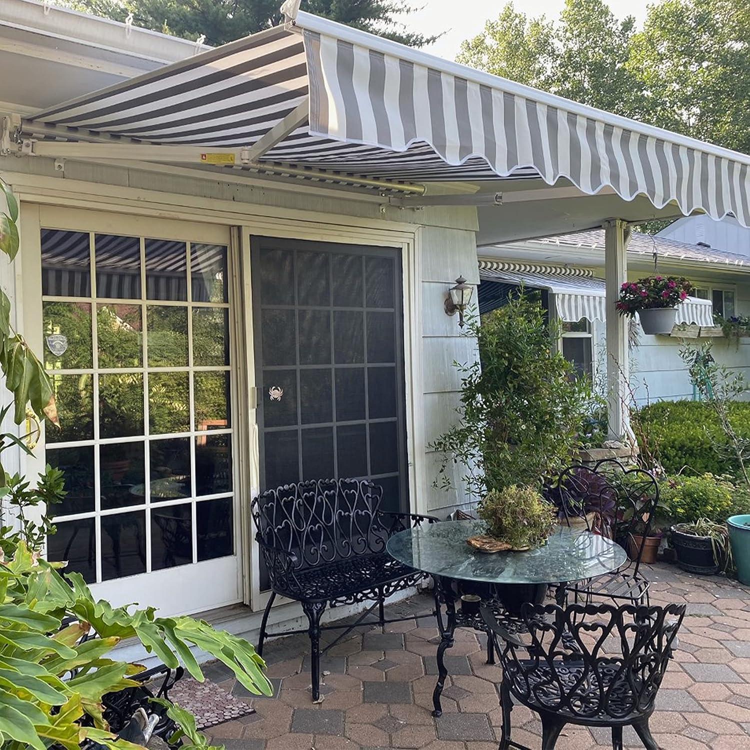 Motorized Retractable White Frame Patio Awning