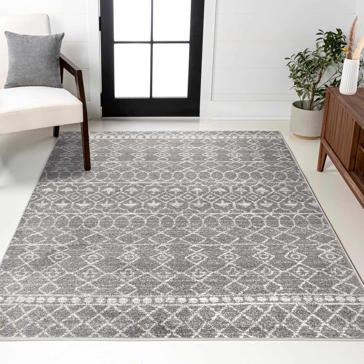 3'x5' Izil Moroccan Beni Souk Area Rug, Gray/Cream - JONATHAN Y