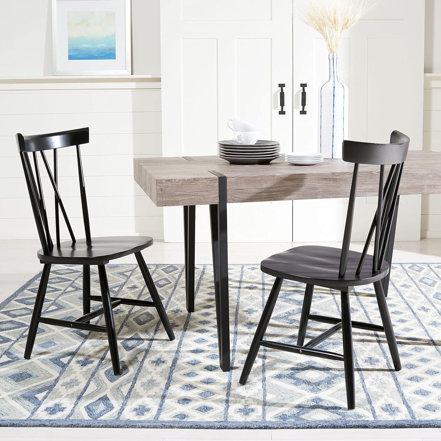 Contemporary Black Windsor Silhouette Upholstered Dining Chair Set