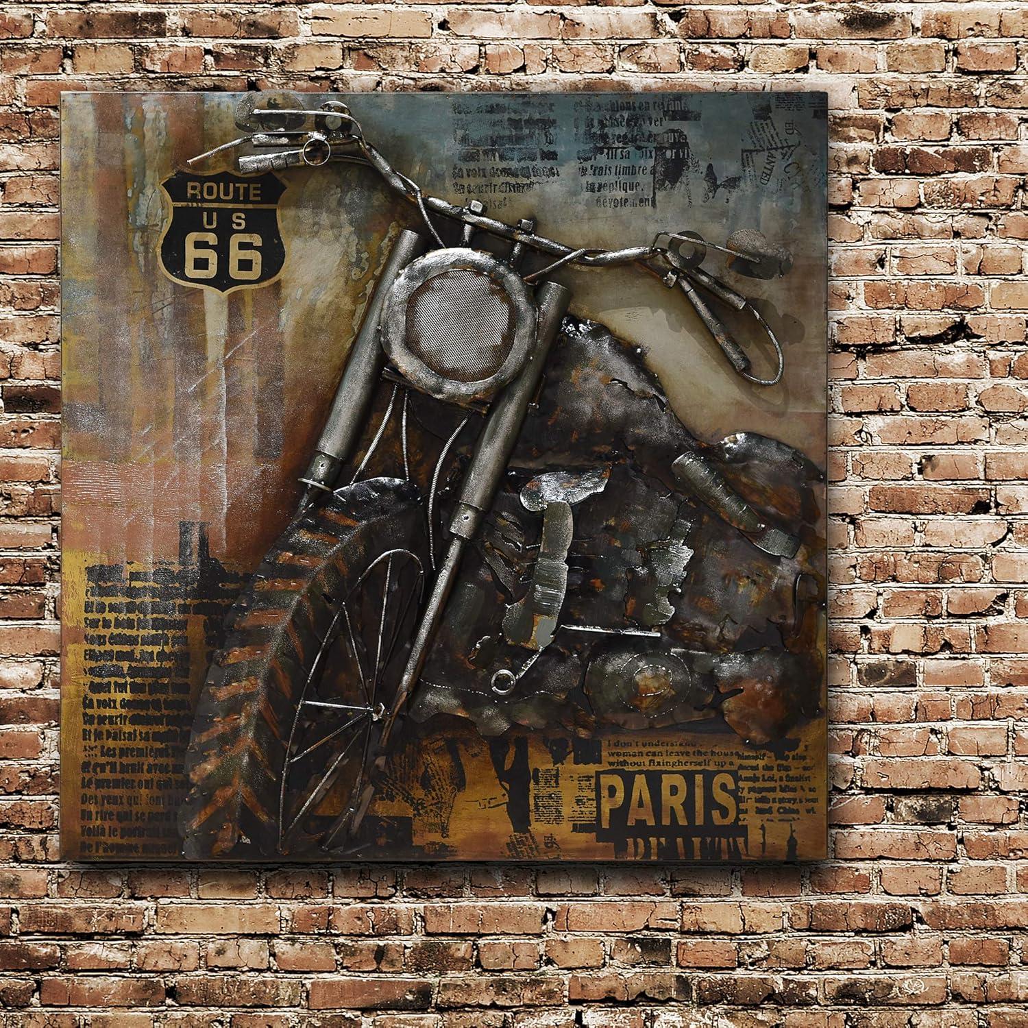 Empire Art Direct PMO-130310-4040 Primo Mixed Media Hand Painted Iron Wall Sculpture - Motorcycle 1