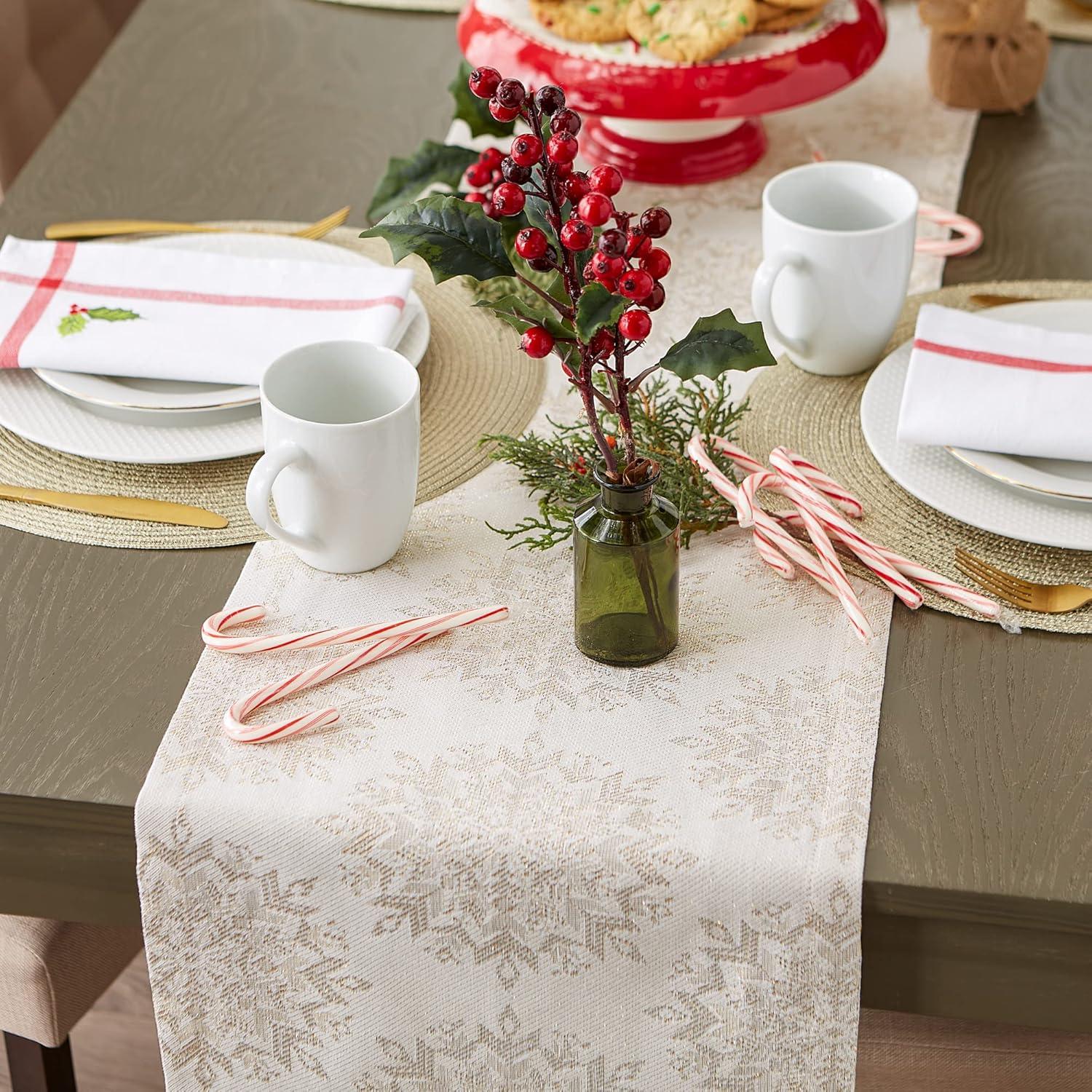 Winter Sparkle Jacquard Table Runner 14x72