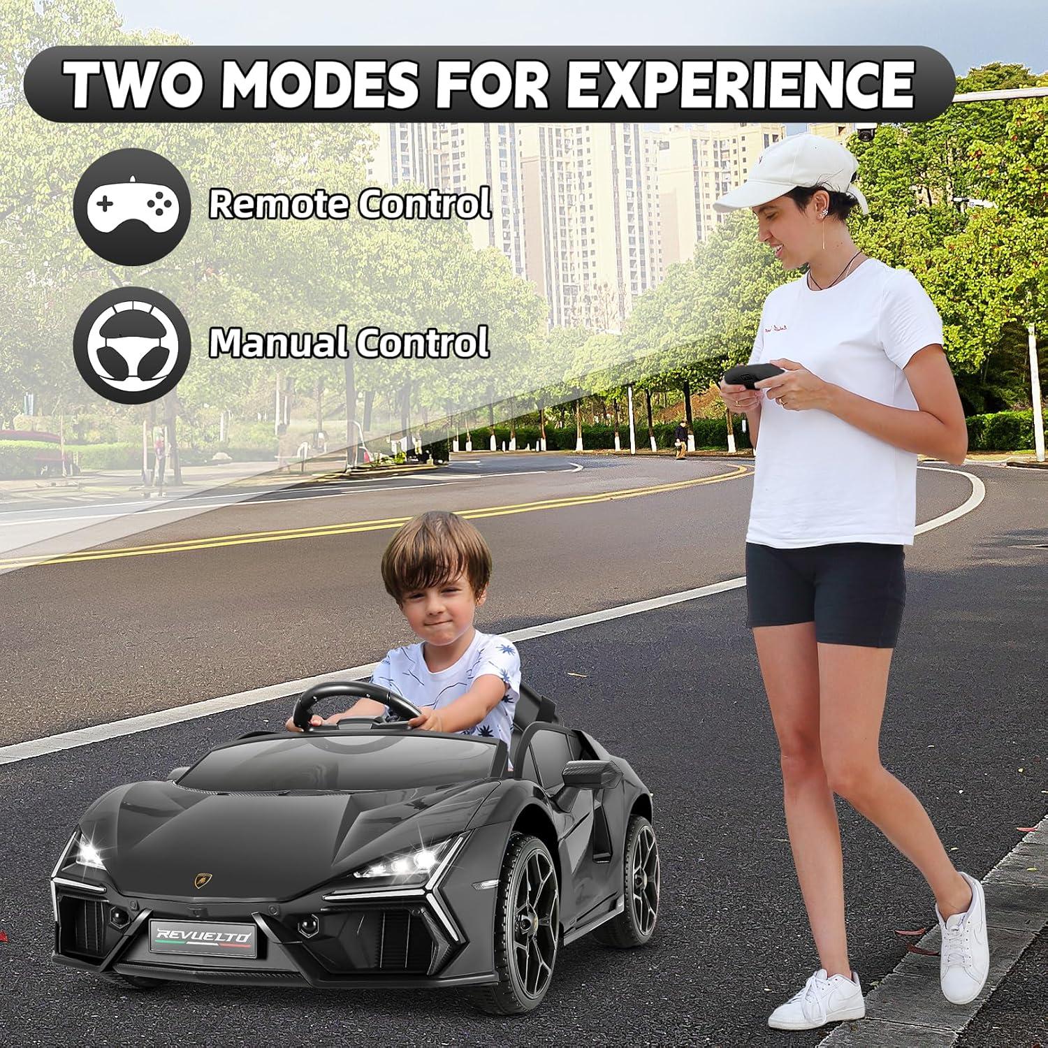 12V Kids Ride On Car, Licensed Lamborghini Revuelto Electric Car For Kids