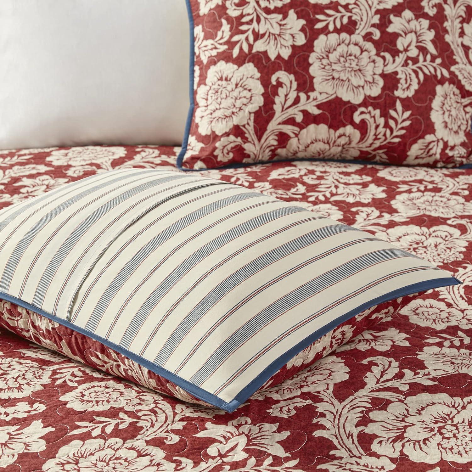 Madison Park Lucy Reversible Cotton Twill Quilt Set with Throw Pillows