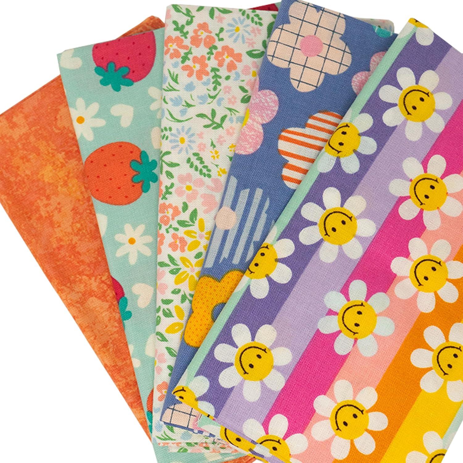Singer, 100% Cotton, Lemon Floral 5Pc Bundle