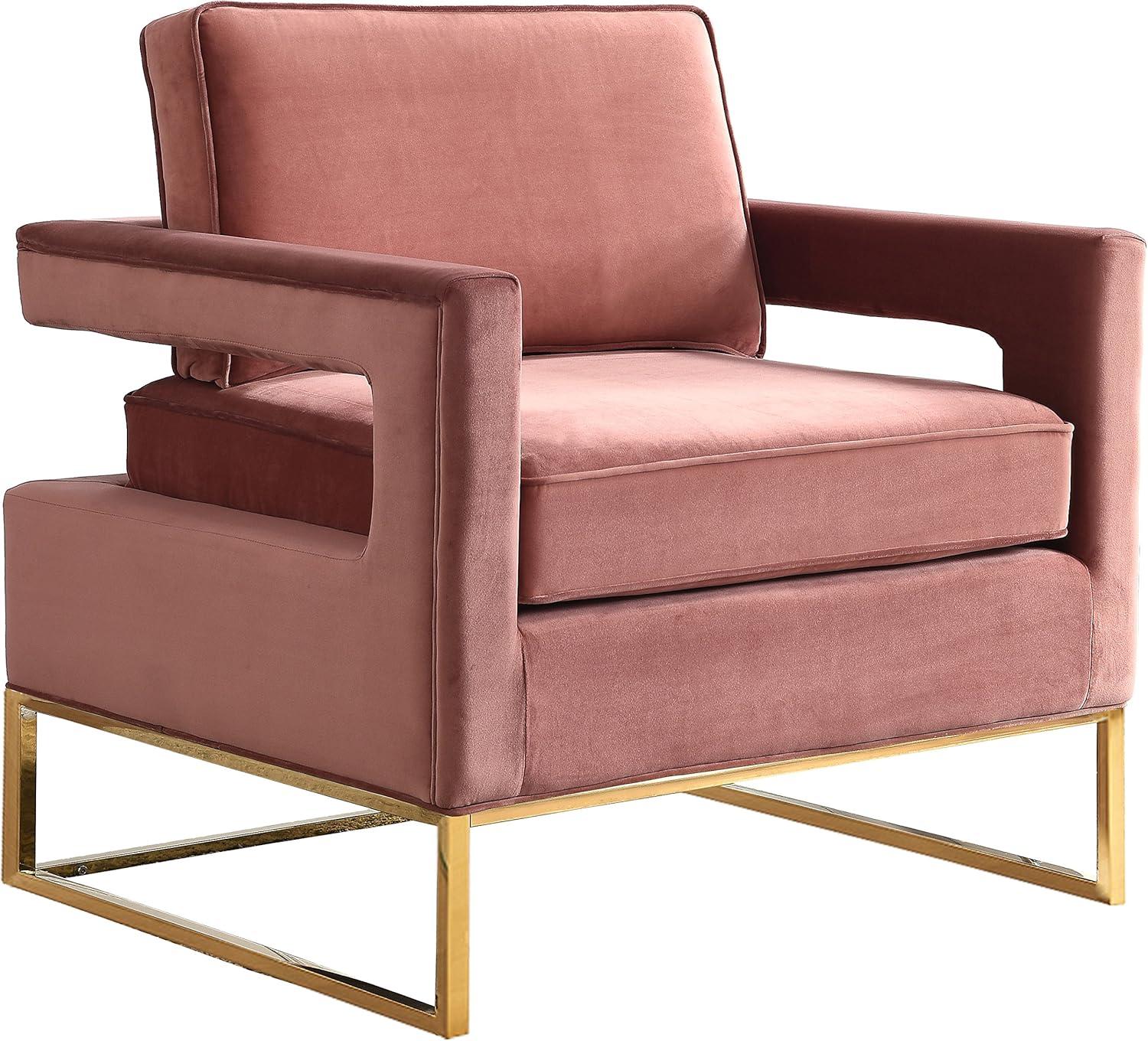 Meridian Furniture Noah Pink Velvet Accent Chair with Gold Iron Base